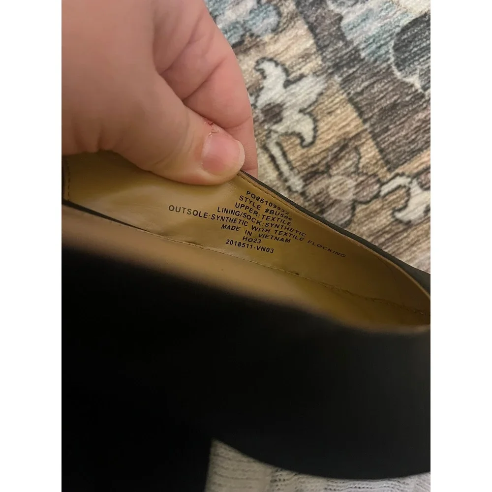J.Crew Women's Black Embellished Pearl Heel‎ Slingback Flat Shoes Sz 8 BU506